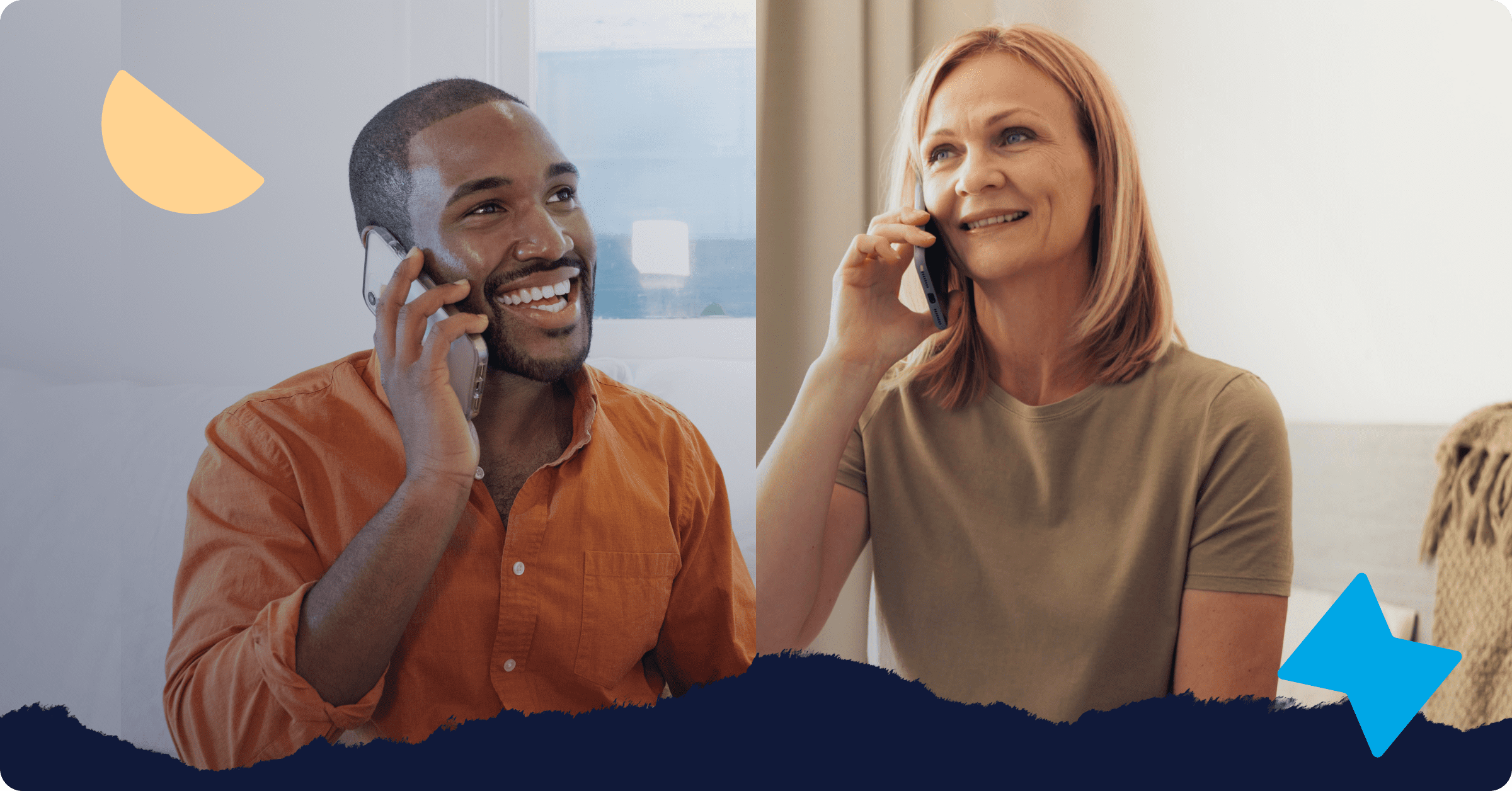 Two people on the phone conducting a landlord reference check.
